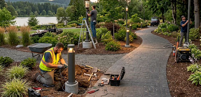 Landscape Post, Pole, and Bollard Lighting Installation in Billerica