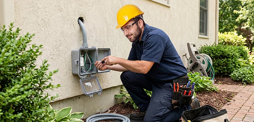 Outdoor Outlet Installation on Vinyl Siding in Billerica